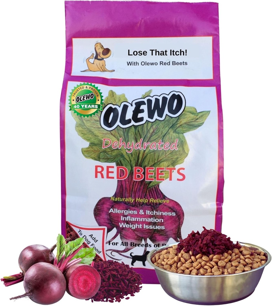 Original Red Beets Olewo για σκύλους – Φυσικό Anti Itch για σκύλους, Topper Τροφίμων Σκύλων, Ανοσοποιητικό, Καθαρισμός, Δερμάτινο & Κάλυμμα Υποστήριξη, Αφυδατωμένο Σκύλος Ολόκληρων Τροφίμων Πολυβιταμίνη, Ίνες για σκύλους, 2.2 lbs