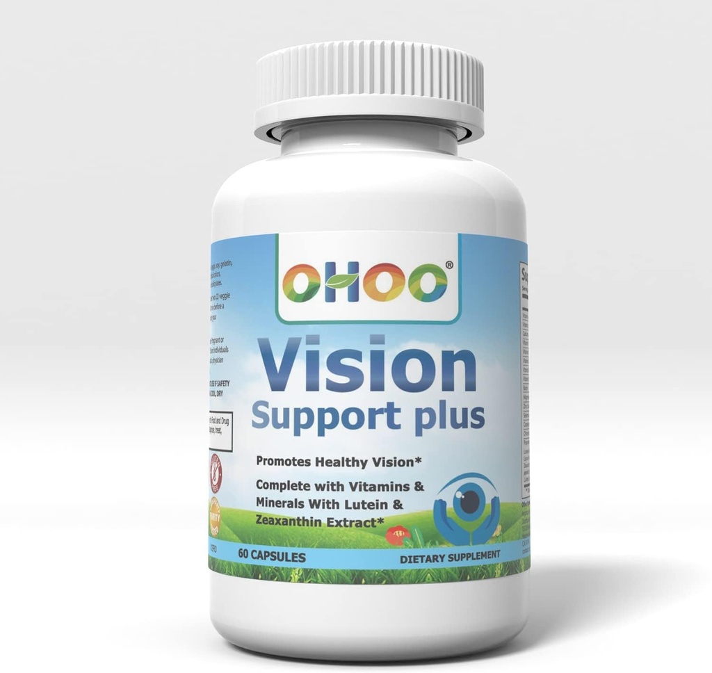 OHOO Vision Support Plus Supplement - με Lutein & Zeaxanthin- υποστηρίζει υγιή όραση, Made in The USA- 60 Κάψουλες