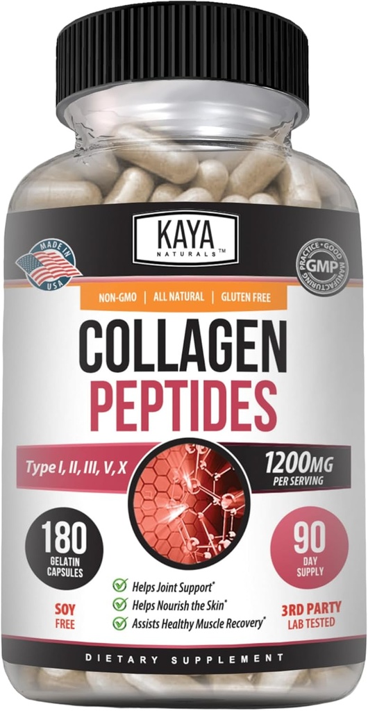 Kaya Naturals Multi Collagen Peptides Complex σκόνη για γυναίκες και άνδρες, τύποι I, II, III, V & X 