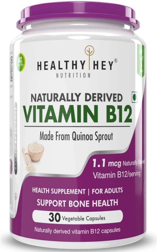 100% Natural Vitamin B12 - Support Immune Health | Non-Synthetic, No-Chemical | 30 Veg. Capsules