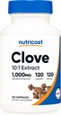 Nutricost Clove 10:1 Extract 1000mg Ισοδύναμο ανά υπηρεσία, 120 κάψουλες - Vegan, GMO δωρεάν, χωρίς γλουτένη