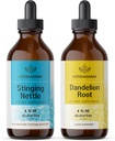 HERBAMA Herbal Liquid Drops Kit - Bundle of Stinging Nattle & Dandelion Root Tincture 4 fl oz - Vegan, Non-GMO, Sugar & Alcohol-Free - 2 Pack