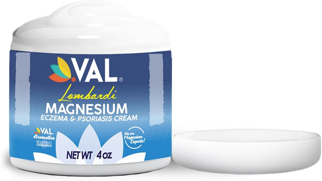 VAL Magnesium Cream for Eczema & Psoriasis | Natural Moisturizer with Zechstein Magnesium, Oatmeal, Aloe, Chamomile, Vitamin E – Fast Itch Relief | 4oz