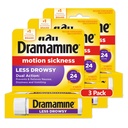 Dramamine όλη την ημέρα λιγότερο υπνηλία, κίνηση ανακούφισης ασθένειας, 8 κόμης, 3 πακέτο