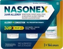 Nasonex 24HR Αλλεργικό Nasινικό σπρέι, μη υπνηλία, άρωμα-free Mist, Αλλεργία συμπτώματα + Nasνική συμφόρηση, Πλήρης δύναμη συνταγής, 120 σπρέι (3 Pack)