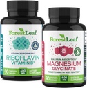ForestLeaf Riboflavin & Magnesium Ημικρανία συμπλήρωμα - Ριβοφλαβίνη 400mg για ανακούφιση από τον πονοκέφαλο - Ultimate Μαγνήσιο Γλυκινικό δέσιμο με B2 Βιταμίνη 400mg για κάψουλες ανακούφισης από τον πονοκέφαλο Ημικρανία
