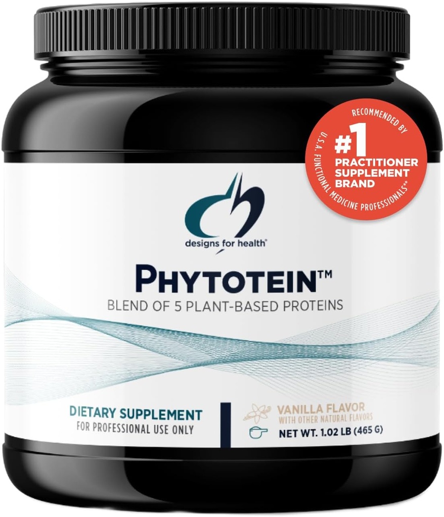 Designs for Health Phytotein Vegan Protein Powder - 20g Organic Rice, Sacha Inchi, Pumpkin Seed, Sunflower Seed & Pea Protein Powder Blend - Creamy Texture, Vanilla Plant Protein (465g)