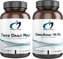 Designs for Health Fish Oil + Multivitamin Bundle - OmegAvail Hi-Po (60 Softgels) EPA DHA TG Omega-3 με δύο φορές ημερησίως Multi (60 κάψουλες) Premium Multivitamin/mineral με ενεργές βιταμίνες Β