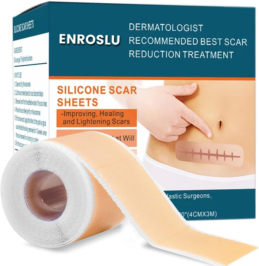Αναβάθμιση Σιλικόνη Scar Sheets (1.6" x 120"- 3 μετρητή), Ιατρικής ποιότητας Σιλικόνη Scar Tape, Ουλές αφαίρεσης για την ακμή, Καψίματα Ουλές C-τμήμα & Keloid Χειρουργική Ουλές Φύλλα Θεραπεία Φύλλα