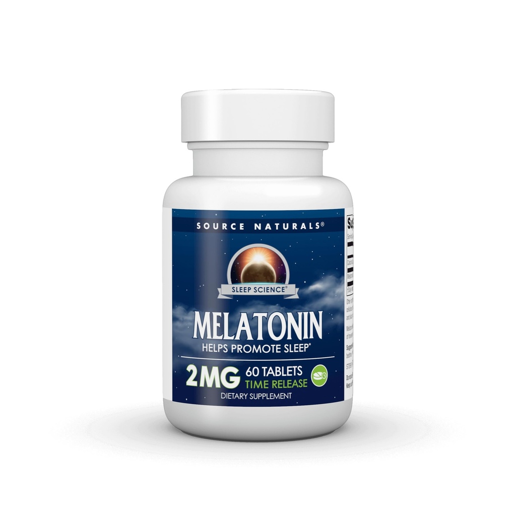 Source Naturals Μελατονίνη, Βοηθά στην προώθηση του ύπνου *, 2 mg - 60 Time- Released δισκία