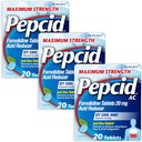 Pepcid AC Maximum Strength Heartburn Relief Tablets, Αποτρέπει & Ανακουφίζει Heartburn & Acid Reflux Λόγω Οξέας δυσπεψίας, 20 mg Famotidine, ICY Cool Mint Flavor, Multipack, 3 x 20 ct