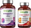 biophix Βιταμίνη K2 MK-7-100 mcg 60 - Δωρεάν Βιταμίνη C- 1000 30 δισκία - Υποστηρίζει Ισχυρά Οστά Ανοσοποιητική Υγεία