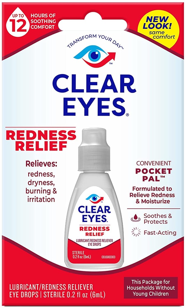 Clear Eyes Redness 12hr Ανακουφιστικό Οφθαλμικές σταγόνες - 0.2oz