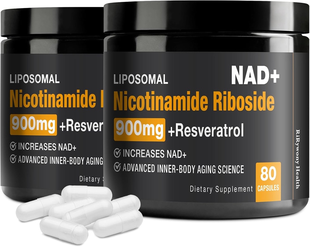 NAD συμπλήρωμα - NAD+ με Νικοτιναμίδη Ριβοζίδιο (NR) και Resσβερατρόλη Quercetin 900mg καθαρό οργανικό NAD Plus για την επισκευή κυττάρων υγιή γήρανση λειτουργία του εγκεφάλου (2 πακέτο)