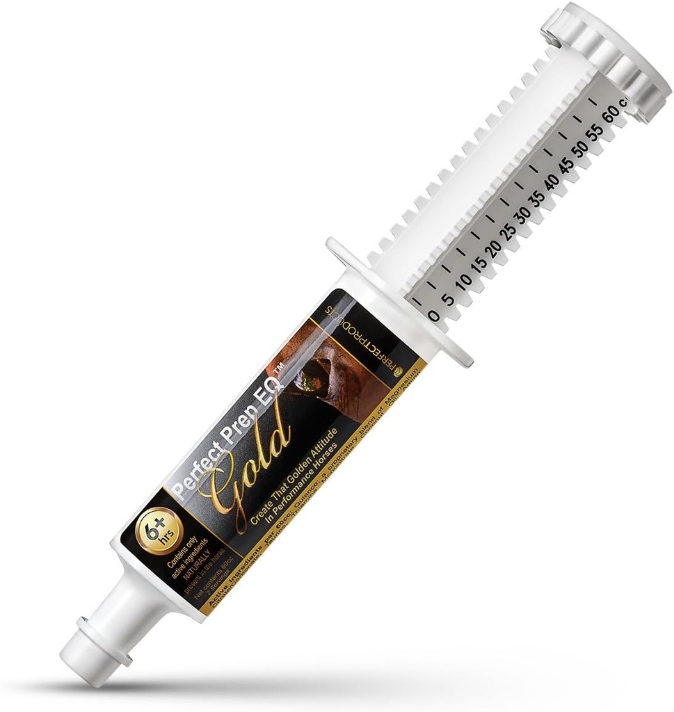 Perfect Prep EQ Gold Equine Calmer Long-Acting All Natural for Horse Anxiety, Lasts 18+ Hours, 60cc Paste