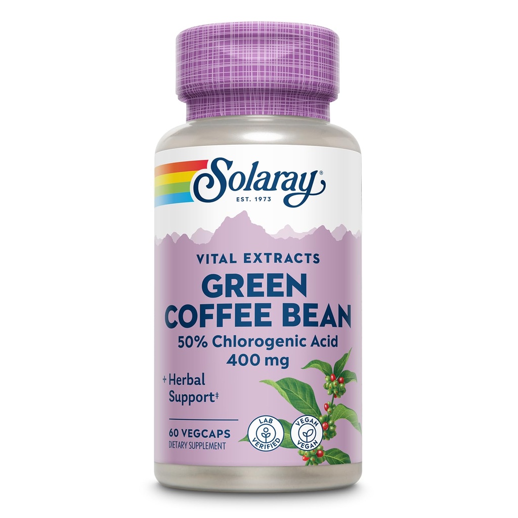 SOLARAY εγγυημένη ισχύς Πράσινο εκχύλισμα Coffee Bean, Veg Cap (Btl-Plastic) 400mg 
