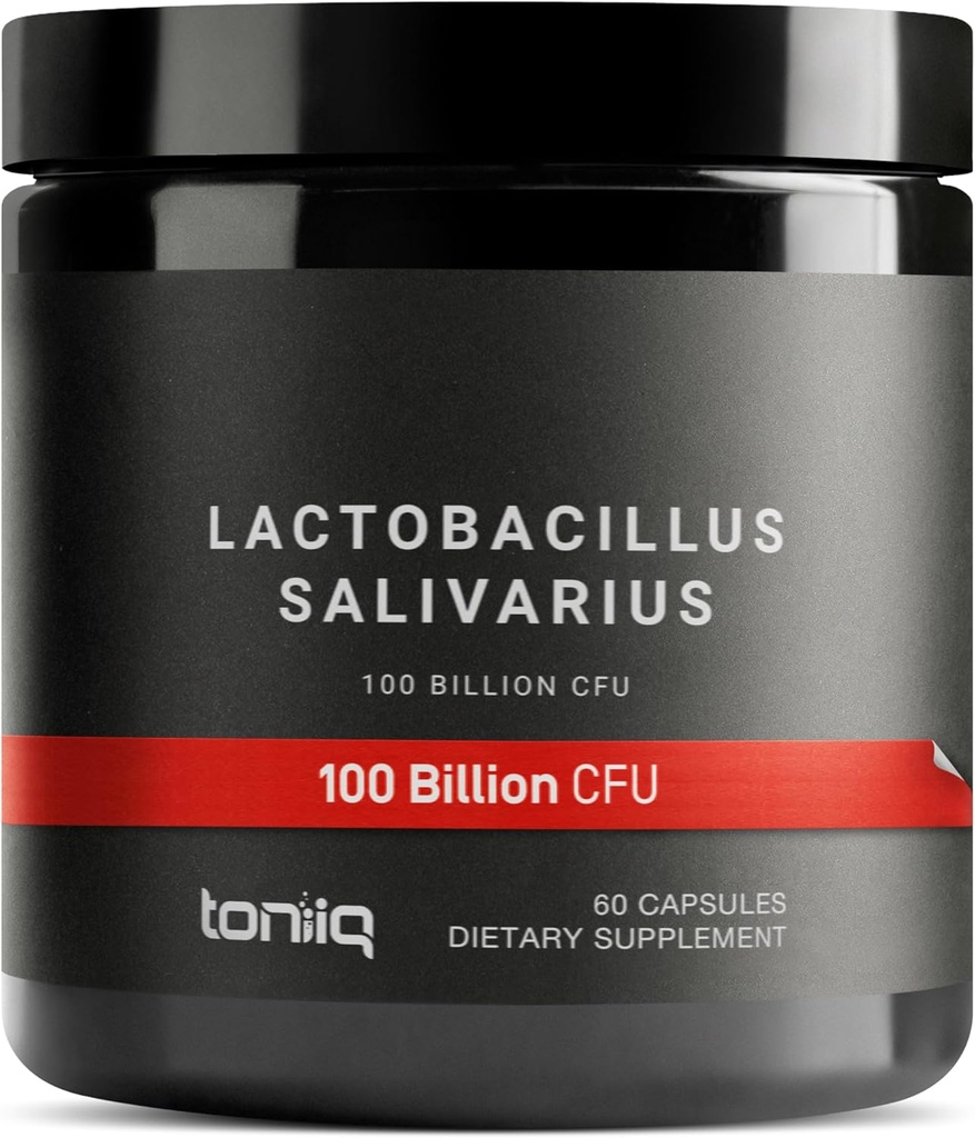 100 δισεκατομμύρια CFU Lactobacillus Salivarius Probiotic - Highest Επαληθευμένο CFU Count - Third-party Lab Tested for Potency - 60 Vegetarian Caps - 30 Servings - TQ Επαληθευμένο