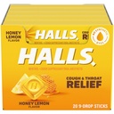 HALLS Cough & Throat Relief Honey Lemon Cough Drops, 180 ct
