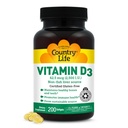 Country Life Vitamin D3 2500 IU – Non-Fish Derived, High Potency Vitamin D3 for Bone Strength, Immune Support & Calcium Absorption – Certified Gluten-Free, 200 Softgels