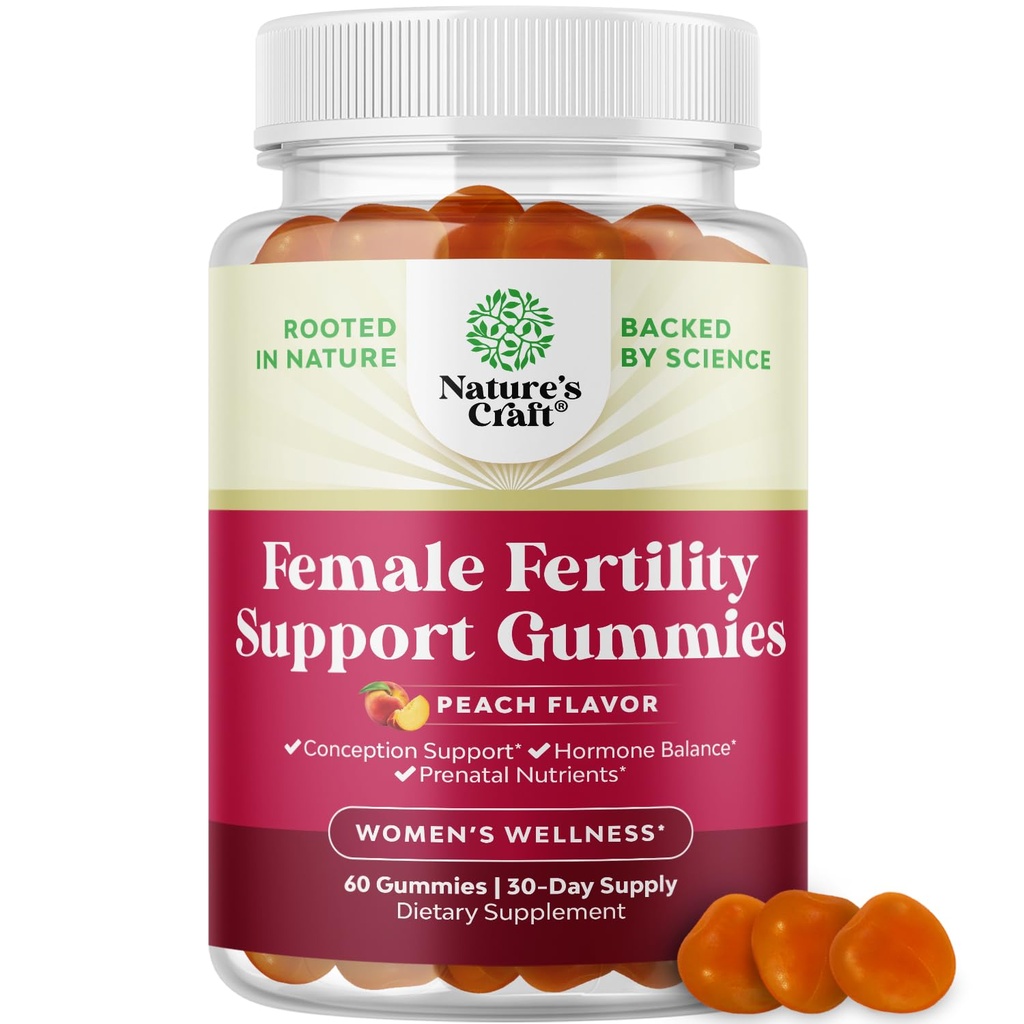 Γονιμότητα Gummies για τις γυναίκες που προσπαθούν να σχηματίσουν - Yummy Gummy συμπλήρωμα γονιμότητας για τις γυναίκες με Myo-Ινοσιτόλη Folic Acid & Vitex Chasteberry - Vegan Non-GMO & Gluten Free - Juicy Peach (30 Servings)