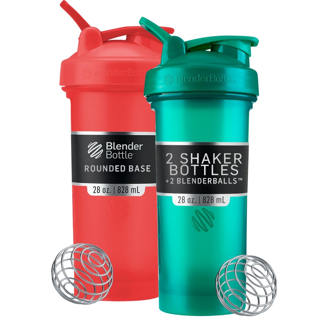 BlenderBottle Classic V2 Shaker μπουκάλι Ιδανικό για πρωτεϊνικές ανακινήσεις και προ προπόνηση, 28-Ounce (2 Pack), κόκκινο, πράσινο