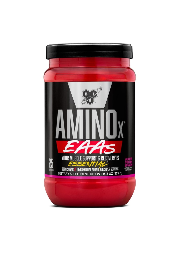 BSN Amino X EAAs, αποκατάσταση μυών & αντοχή, 10g Essential Amino Acids, 5g BCAAs, Zero Sugar, Caffeine Free, Watermelon Splash, 13.2oz, 25 υπηρεσίες