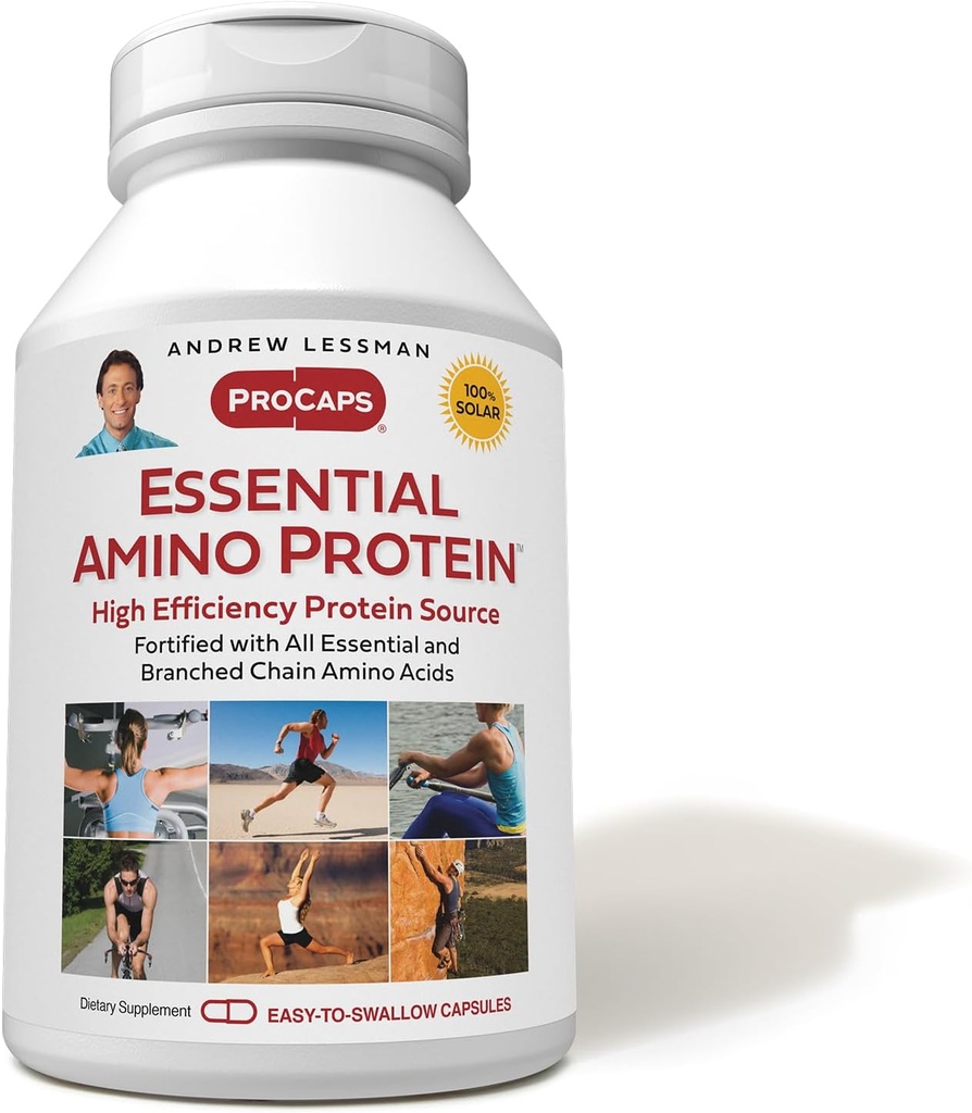 ANDREW LESSMAN Essential Amino Protein 90 Κάψουλες - Μια εξαιρετικά βιοδιαθέσιμη πηγή πρωτεϊνών με Ουσιαστική και διακλαδισμένη αλυσίδα Αμινοξέα. Υποστηρίζει τη δομή και τη λειτουργία των βασικών οργάνων και ιστών.