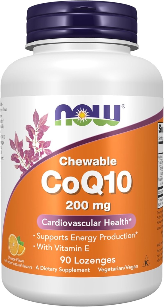 NOW Foods Supplements, CoQ10 200 mg, Pharmaceutical Grade, All-Trans Form που παράγεται με ζύμωση, 90 Lozenges