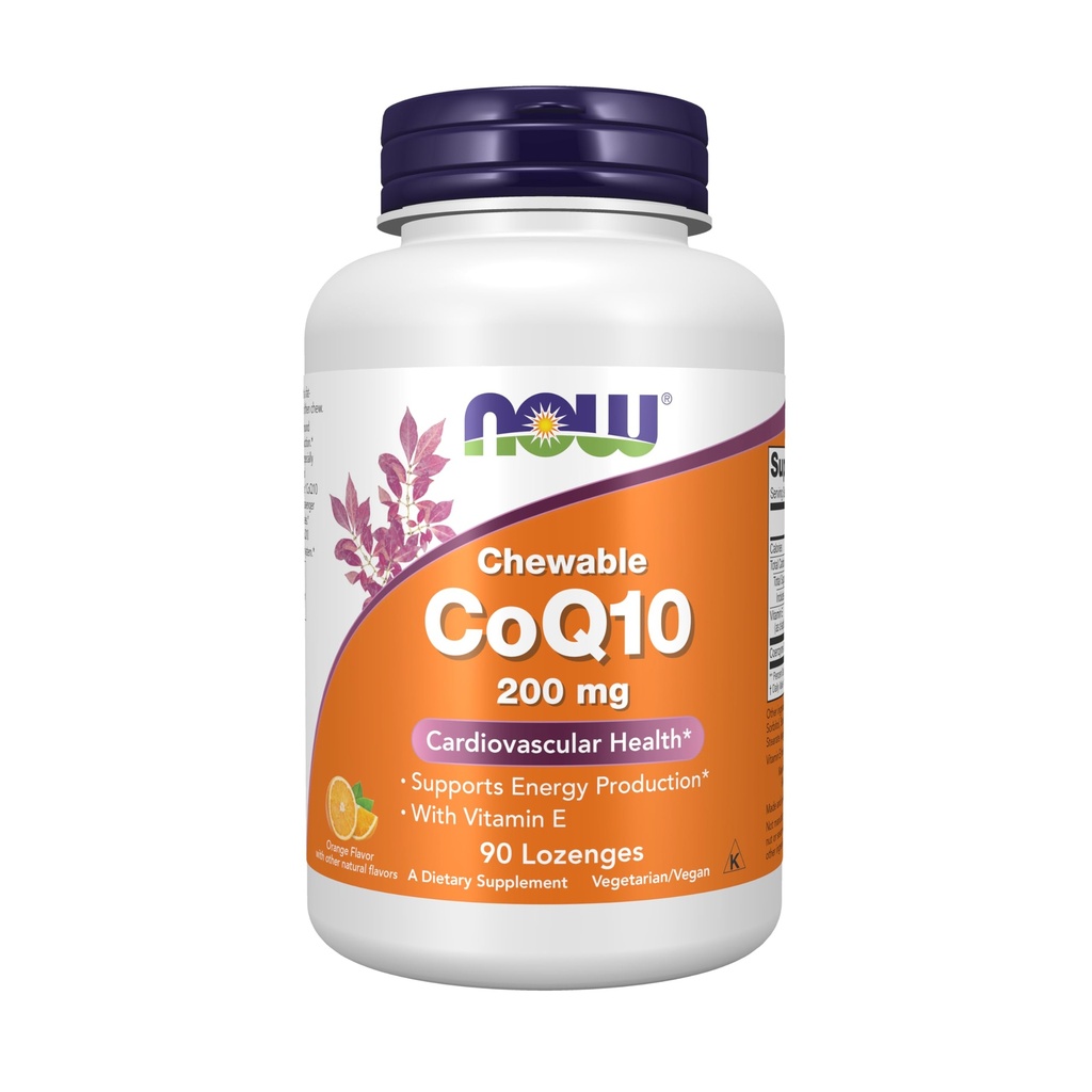 NOW Foods Supplements, CoQ10 200 mg, Pharmaceutical Grade, All-Trans Form που παράγεται με ζύμωση, 90 Lozenges