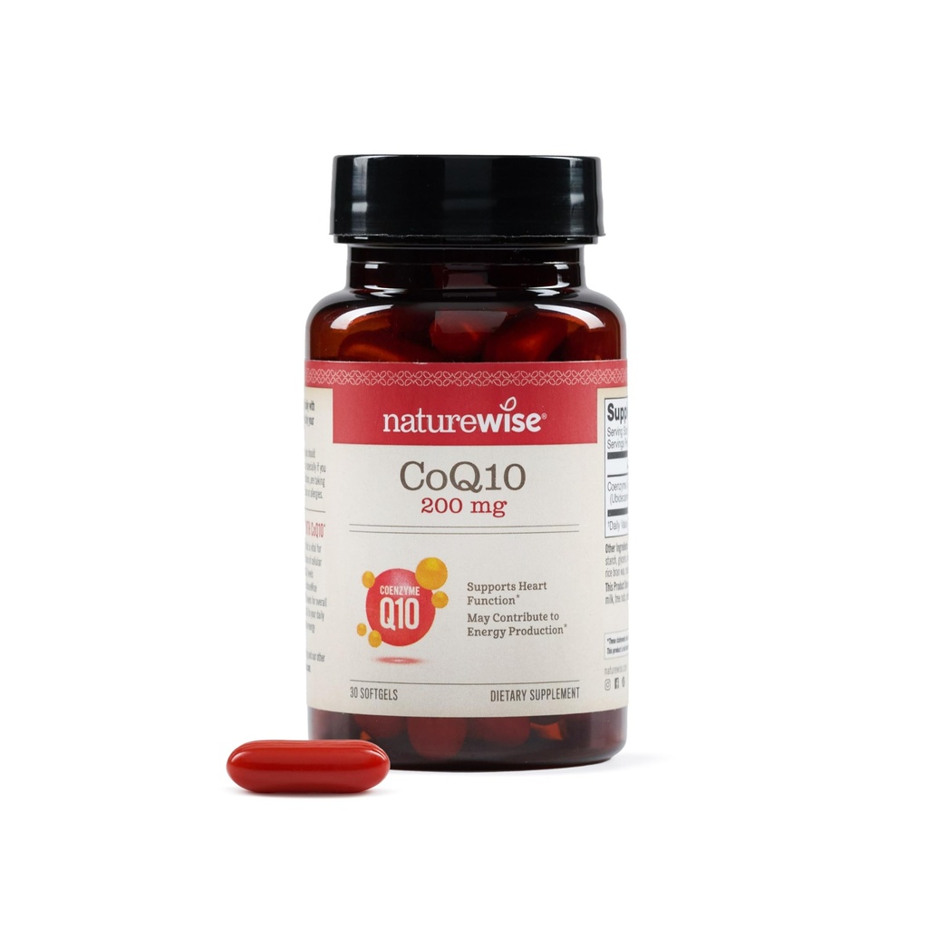 NatureWise CoQ10 200mg Softgels, High Potency Ubiquinone - Συμπλήρωμα συνένζυμου Q10 - Αντιοξειδωτικό για την υγεία της καρδιάς + ενέργεια - Vegan, μη-GMO, Gluten-free - 30 Count[1-Month Supply]