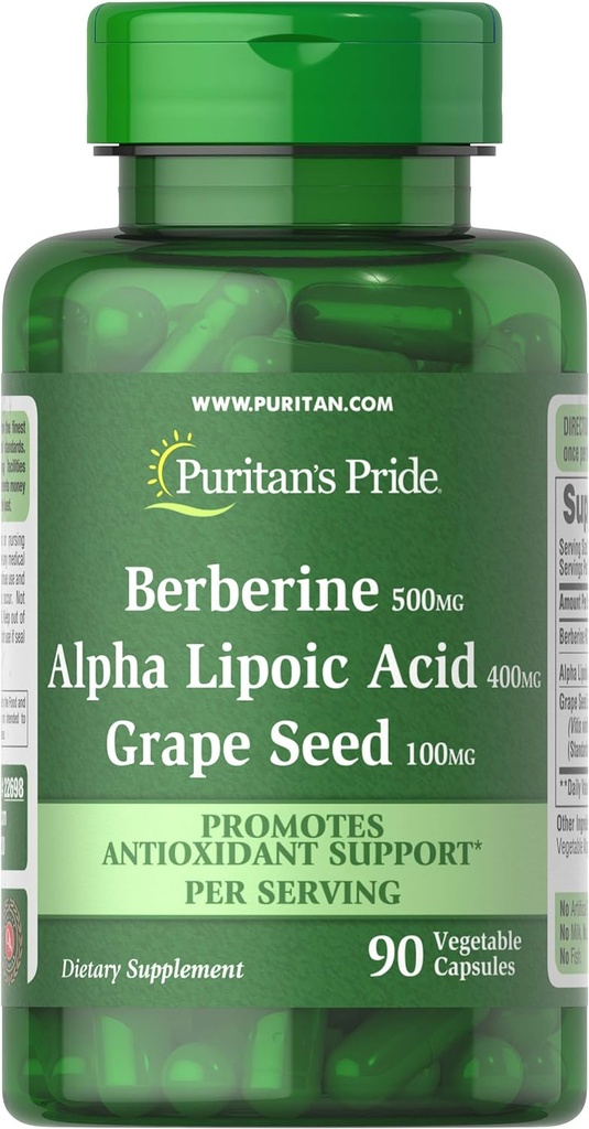 Πουριτάν's Pride Berberine, Alpha Lipoic Acid & Grape Seed, Προωθεί Αντιοξειδωτική Υποστήριξη, 90 κάψουλες λαχανικών
