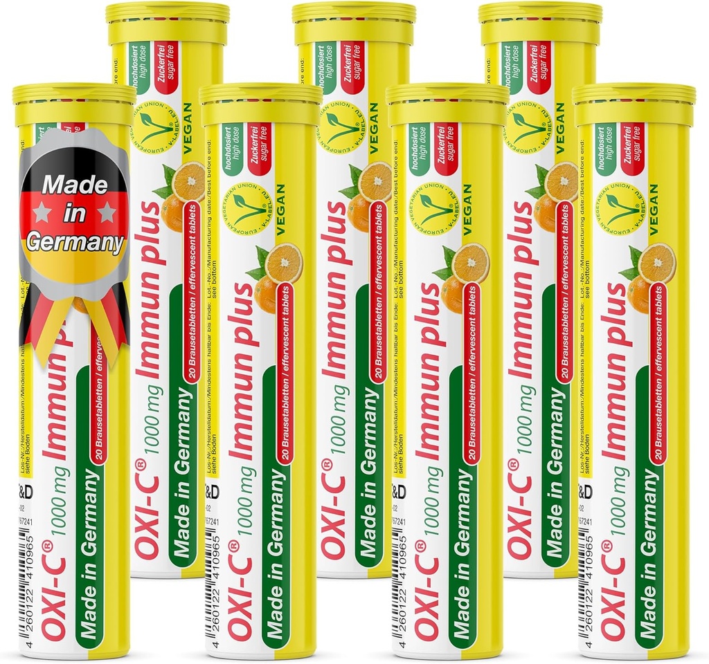 T&D Oxi C 1000 mg Βιταμίνη C - 140 Vegan Drink Αναβράζοντα Δισκία - Πορτοκαλί Γεύση - Κατασκευασμένο στη Γερμανία