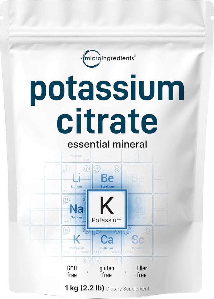 US Origin Potassium Citrate Powder, 1 KG (35 Ounce) | Essential Hydration Electrolyte Supplement | Supports Mineral Balance, Heart, Joint, and Immune Health | Vegan Friendly