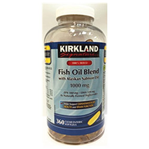 Kirkland Υπογραφή 100% Wild Fish Oil Blend με Wild Alaskan Salmon Oil 180 EPA 120 DHA 1000mg - 360 Enteric Softgels