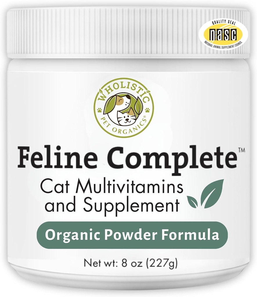 Wholistic Organics Pet Feline Complete - 8 Oz - Multivitamin & Probiotic σκόνη για γάτες - Natural Cat Food & Digestive Υποστήριξη