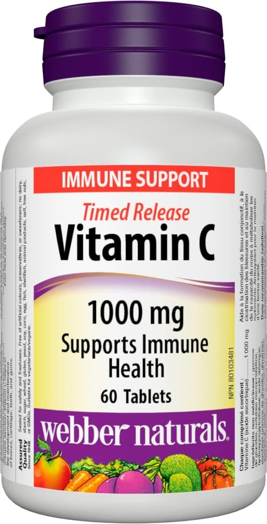 Webber Naturals Βιταμίνη C Timed Release 1000 mg, 60 δισκία