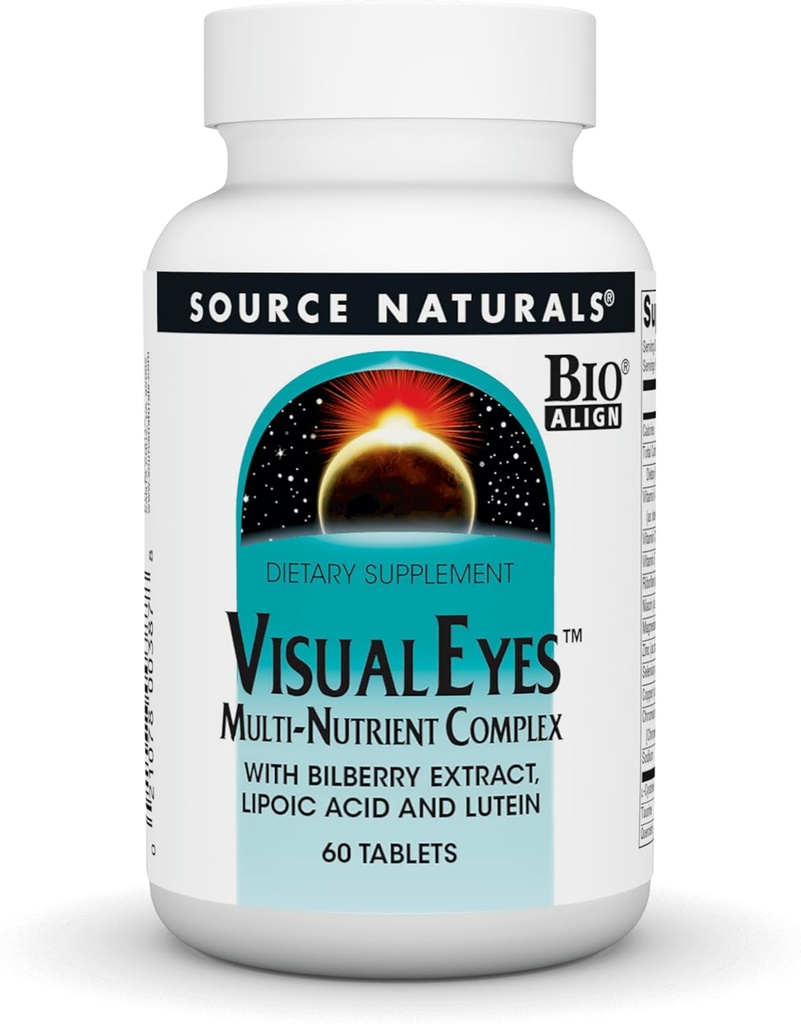 Source Naturals Visual Eyes Dietary Supplement - Multi- Nutrient Complex with Bilberry Extract, Lipoic Acid and Lutein - 60 Tablets