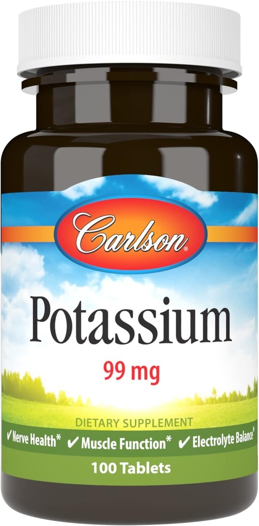 Carlson - Κάλιο, 99 mg, Προάγει τη Νευρική Υγεία & Μυική Λειτουργία, 100 δισκία