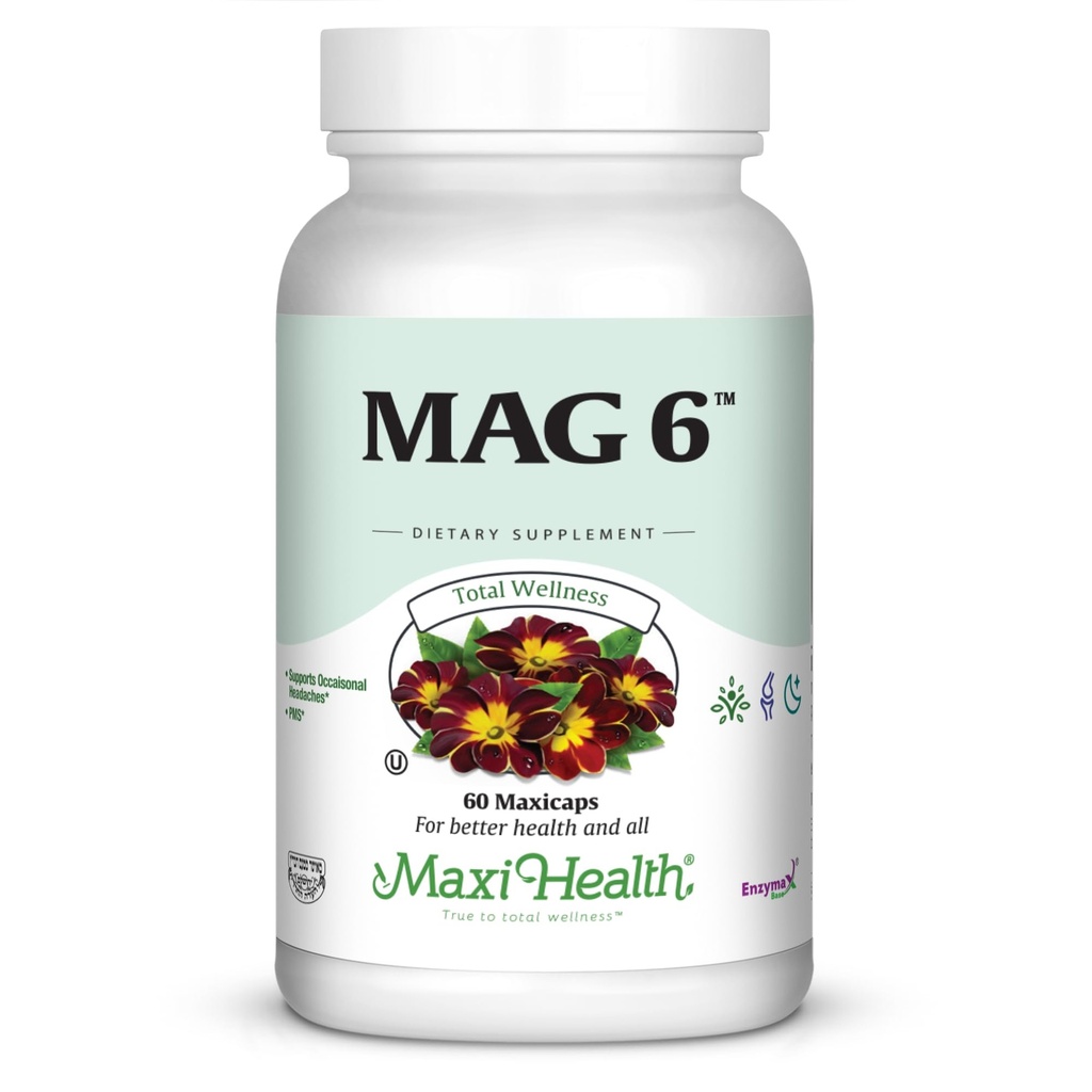 Magnesium B6 Mag 6 Magnesium Glycinate with Vitamin B6 Promote Healthy Bone Mineralization, Support Nerve & Muscle Function, Energy Metabolism - Non-GMO, Vegan, Gluten Free, Kosher 60 Capsules
