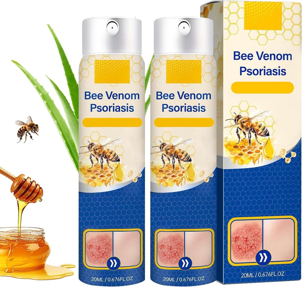 2 PCS PsoriaHeal Bee Venom Ψωρίαση θεραπεία spray, Ψωρίαση ανακούφιση spray, Bee Venom Ψωρίαση spray, καθαρό φυσικό σπρέι επισκευής Bee Venom, Bee Venom για όλους τους τύπους δέρματος