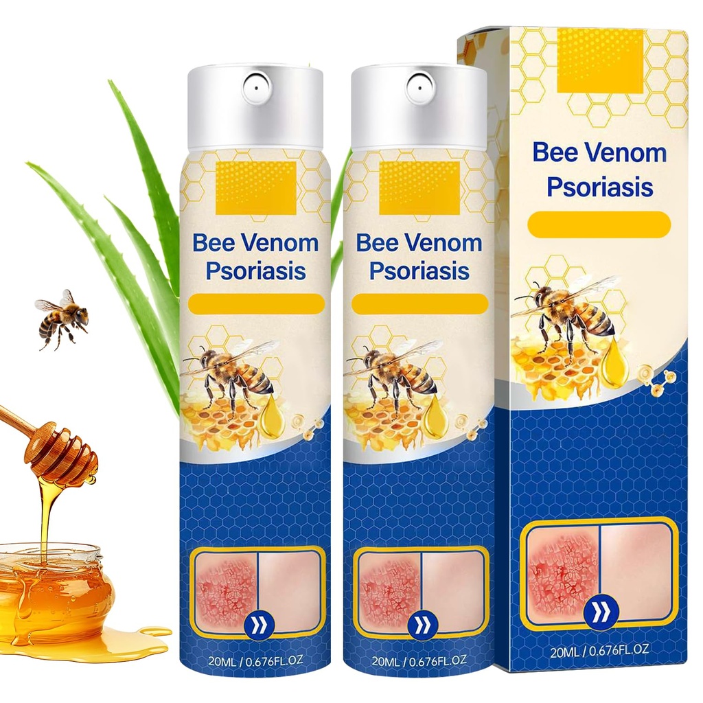 2 PCS PsoriaHeal Bee Venom Ψωρίαση θεραπεία spray, Ψωρίαση ανακούφιση spray, Bee Venom Ψωρίαση spray, καθαρό φυσικό σπρέι επισκευής Bee Venom, Bee Venom για όλους τους τύπους δέρματος