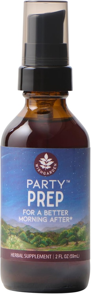 WishGarden Herbs Party Prep Better Morning After - Plant-based Herbal Supplement w/Prickly Pear, Ιαπωνική σταφίδα & Burdock Υποστηρίζει αποτελεσματικό μεταβολισμό αλκοόλ, αποτοξίνωση & λειτουργία του ήπατος, 2oz