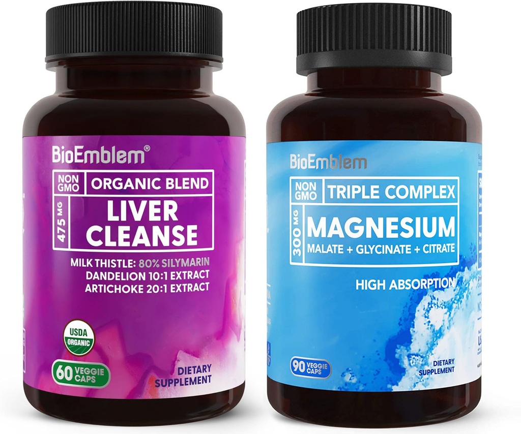 BioEmblem Triple Magnesium Complex 90ct + Καθαρισμός οργανικού ήπατος USDA