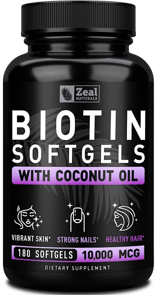 Zeal Biotin 10000mcg με οργανικό λάδι καρύδας Softgels 