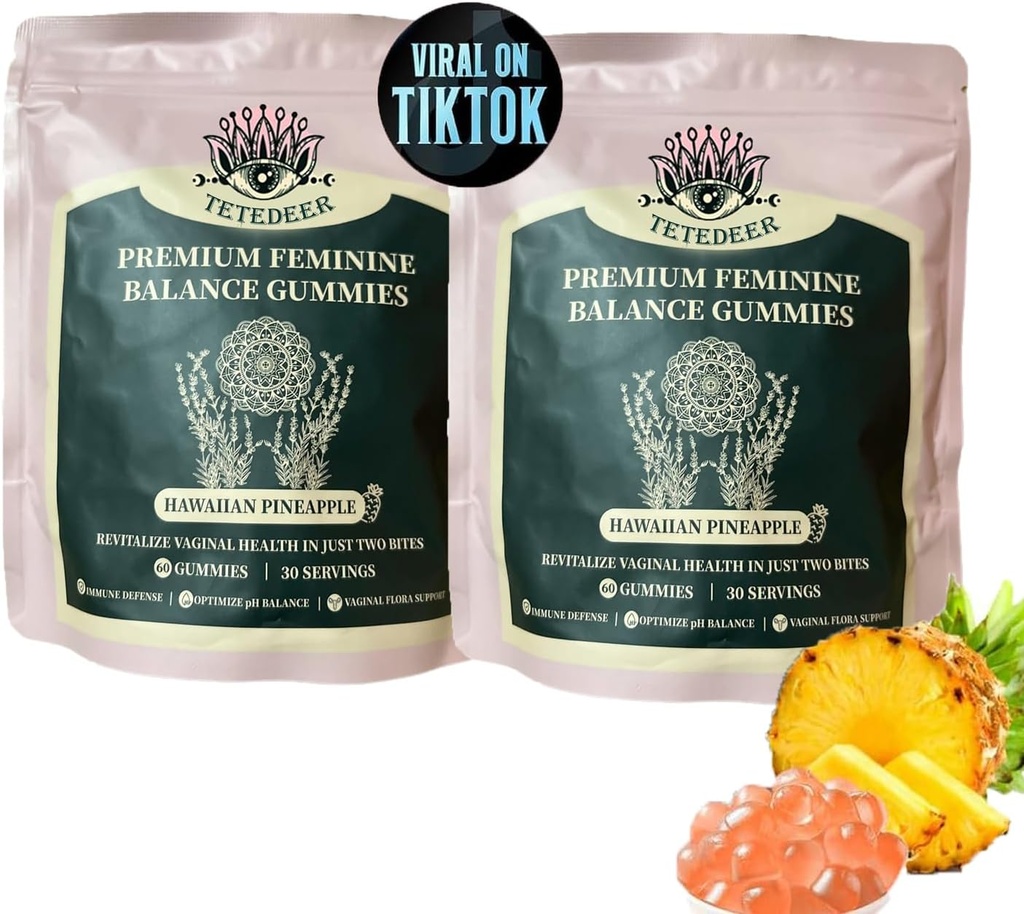 Vital Organic Sourcing Feminine Balance Gummies for Women Health, Premium Feminine Balance Gummies,Improve ανοσοποιητικό σύστημα, Προώθηση της υγείας των γυναικών, Vegan, χωρίς γλουτένη, Χαβανέζικη γεύση ανανά (2)