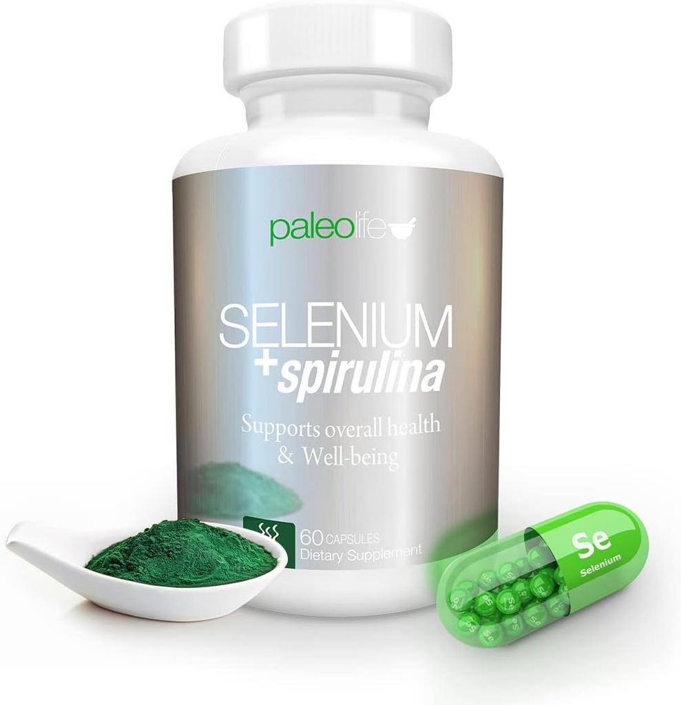 Boost Concentration, Memory and Energy with Premium Selenium + Spirulina - Premium Antioxidant Supplement for Brain Function - 60 Day Supply (60 Capsules) - (1-Pack)
