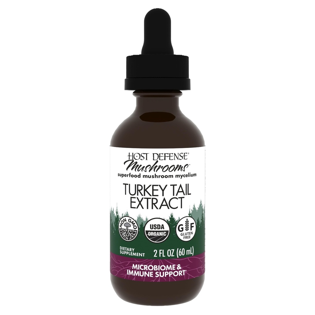 Host Defense Turkey Tail Extract - Digestive Health & Immune Response Support Supplement - Mushroom Supplement for Gassetic & Gut Microbiome Support - 2 fl oz (60 Servings)*