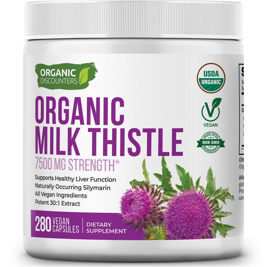 USDA Organic Milk Thistle 30:1 Κάψουλες εκχύλισμα, 280 Vegan Κάψουλες, πλούσια σε Silymarin Flavonoids, Liver Cleanse και Liver Detox Υποστήριξη, Standardized 30X Extract, Κατασκευασμένο στις ΗΠΑ