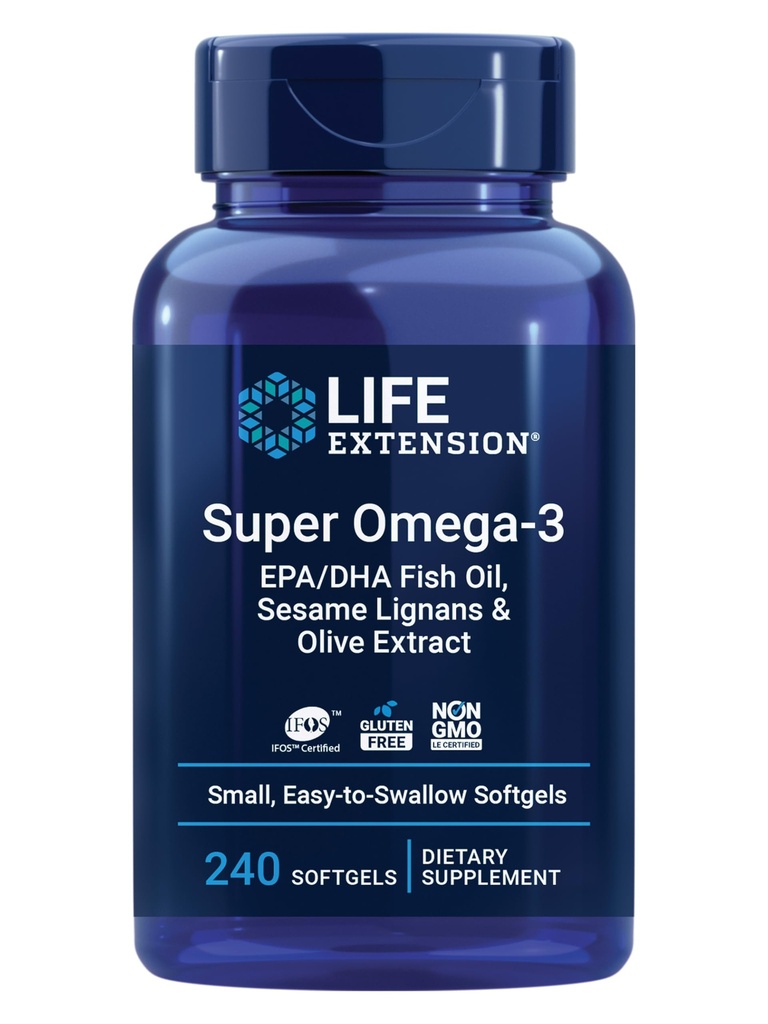Επέκταση ζωής Super Omega-3 EPA/DHA Fish Oil, Sesame Lignans & Olive Extract – Καρδιά Υγεία, Εγκεφαλική Υγεία, Φλεγμονή Υγεία Υποστήριξη, Χωρίς γλουτένη, Εύκολο στην Κατάποση, Μη ΓΤΟ, 240 Softgels