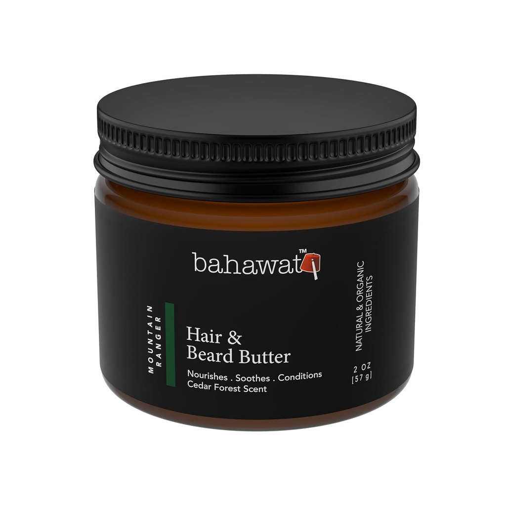 BAHAWAT Hair & Beard Butter for Men Leave-in Conditioner - Cedar Forest scent - Strengthen & Soften– Made in USA -Organic Natural Ingredients | The Best Beard Butter - 2 oz.